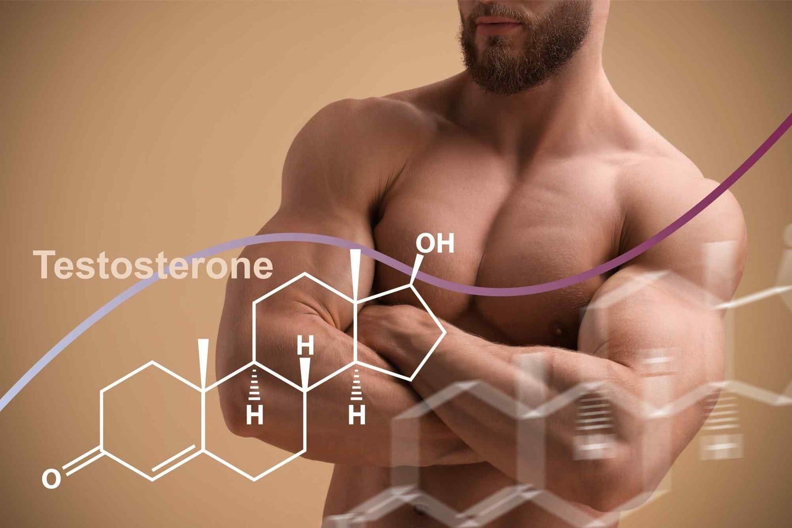 strong man with molecular overlay dipicting testosterone